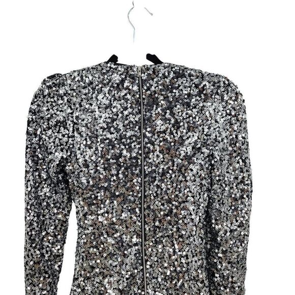 Bardot Womens Sequin Sparkle Dress Sz S Wrap Bodycon Mini Silver Sexy Cocktail - Picture 9 of 12